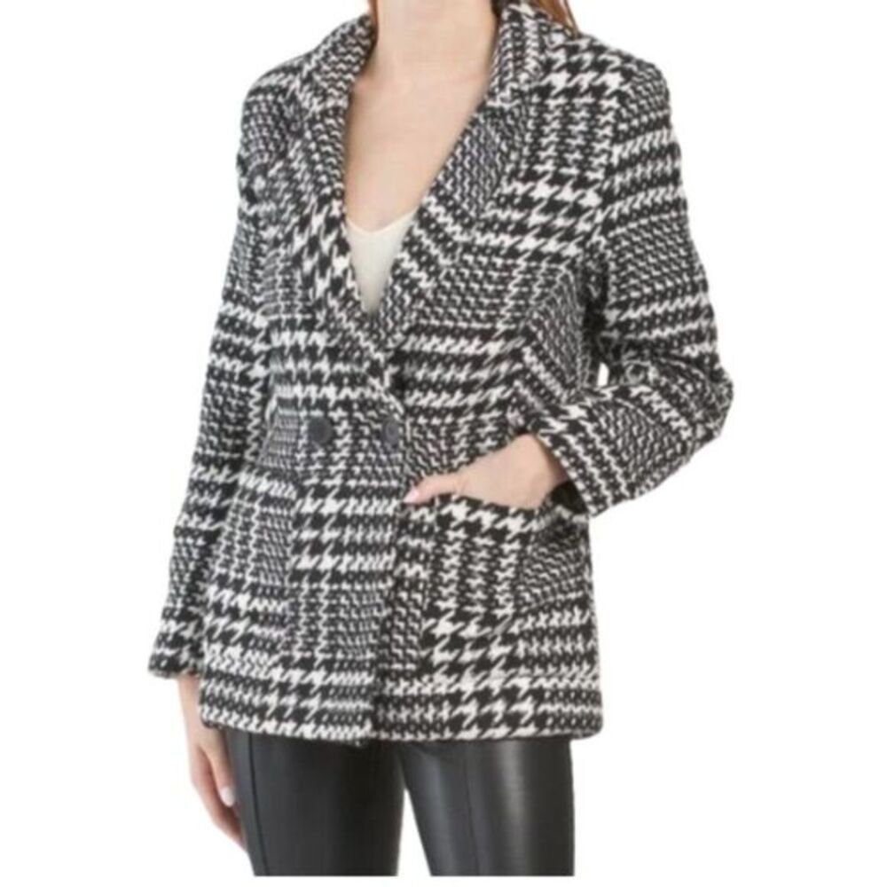 Jade‎ & Ivory 26 International NWT Double Breasted Houndstooth Blazer Peacoat M